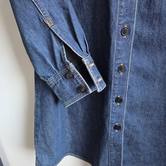 Club Monaco Dress EUC Indigo Denim Shirt Dress Jacket Oversized Sz 2 - Picture 9 of 13